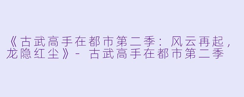 《古武高手在都市第二季：风云再起，龙隐红尘》-古武高手在都市第二季