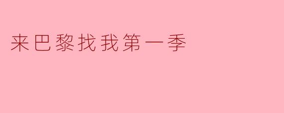 来巴黎找我第一季