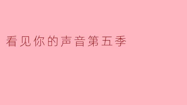 看见你的声音第五季