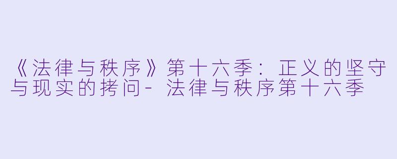 《法律与秩序》第十六季：正义的坚守与现实的拷问-法律与秩序第十六季