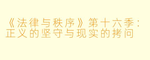 《法律与秩序》第十六季：正义的坚守与现实的拷问