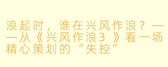 浪起时，谁在兴风作浪？——从《兴风作浪3》看一场精心策划的“失控”