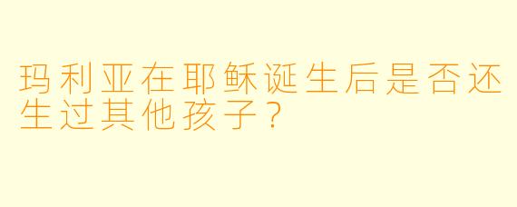 玛利亚在耶稣诞生后是否还生过其他孩子？